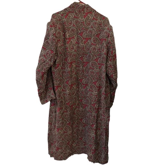 Maus & Hoffman Red Paisley Silk Dress Robe Shoulder Pads Size L - Missing Belt - Picture 2 of 5